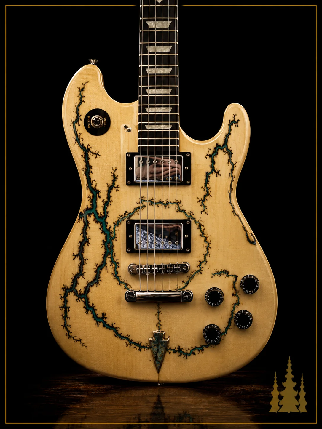 Handcrafted Collide electric guitar featuring handcrafted Lichtenberg electric guitar