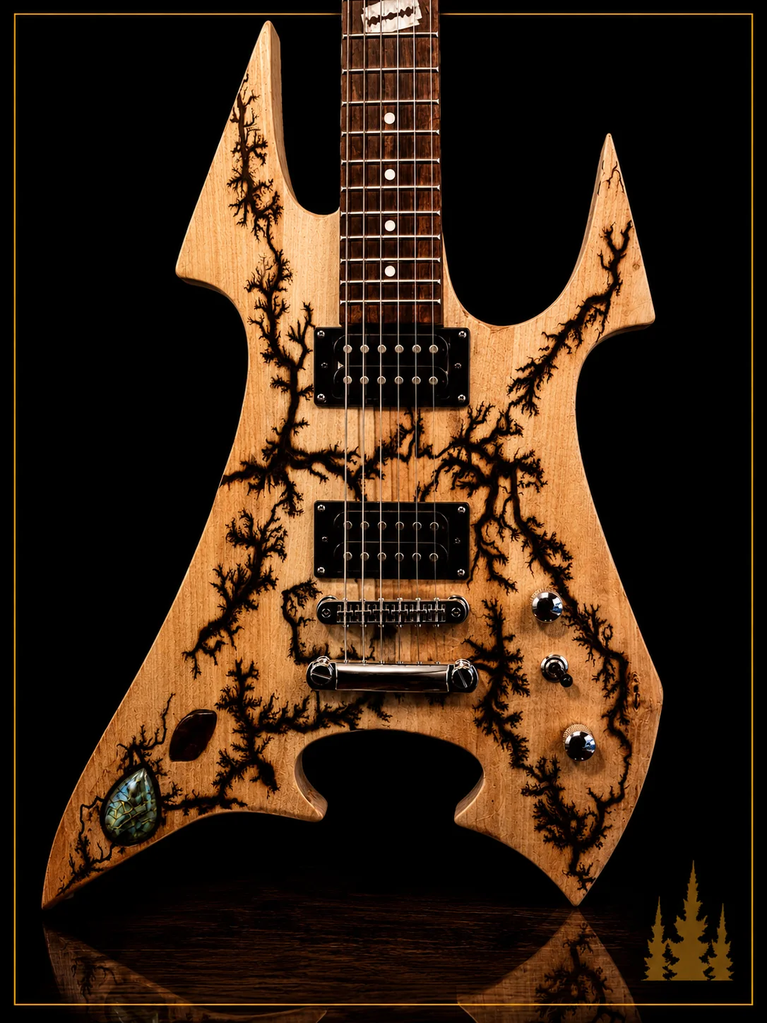 Handcrafted Collide electric guitar featuring handcrafted Lichtenberg electric guitar