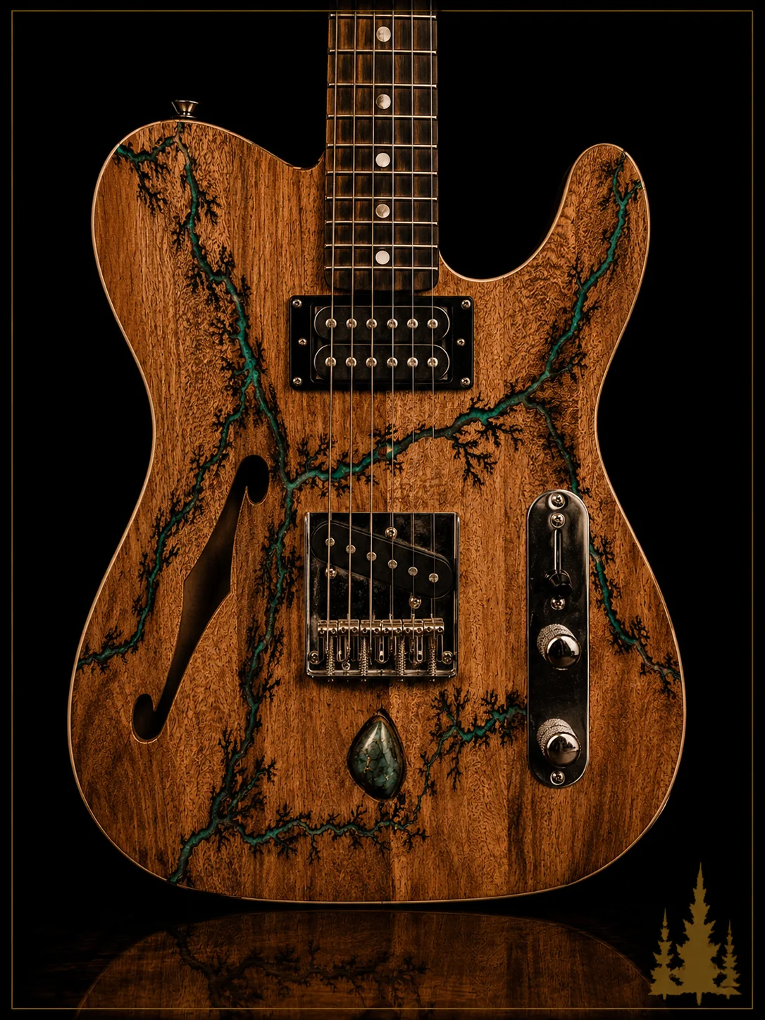 Handcrafted Collide electric guitar featuring handcrafted Lichtenberg electric guitar