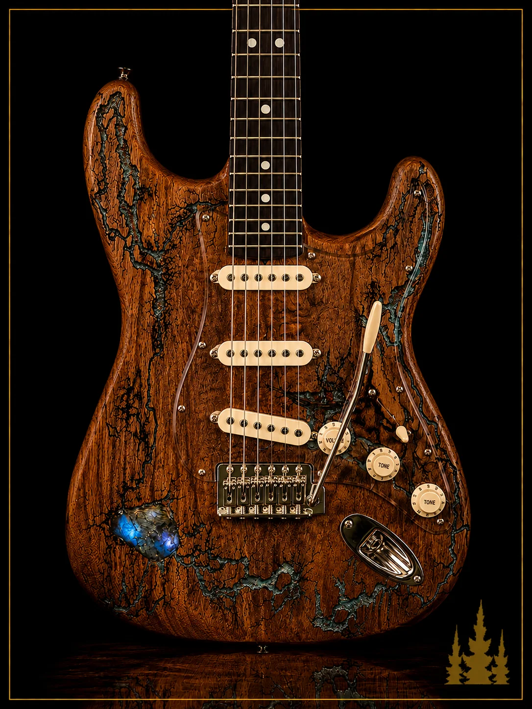 Handcrafted Collide electric guitar featuring handcrafted Lichtenberg electric guitar