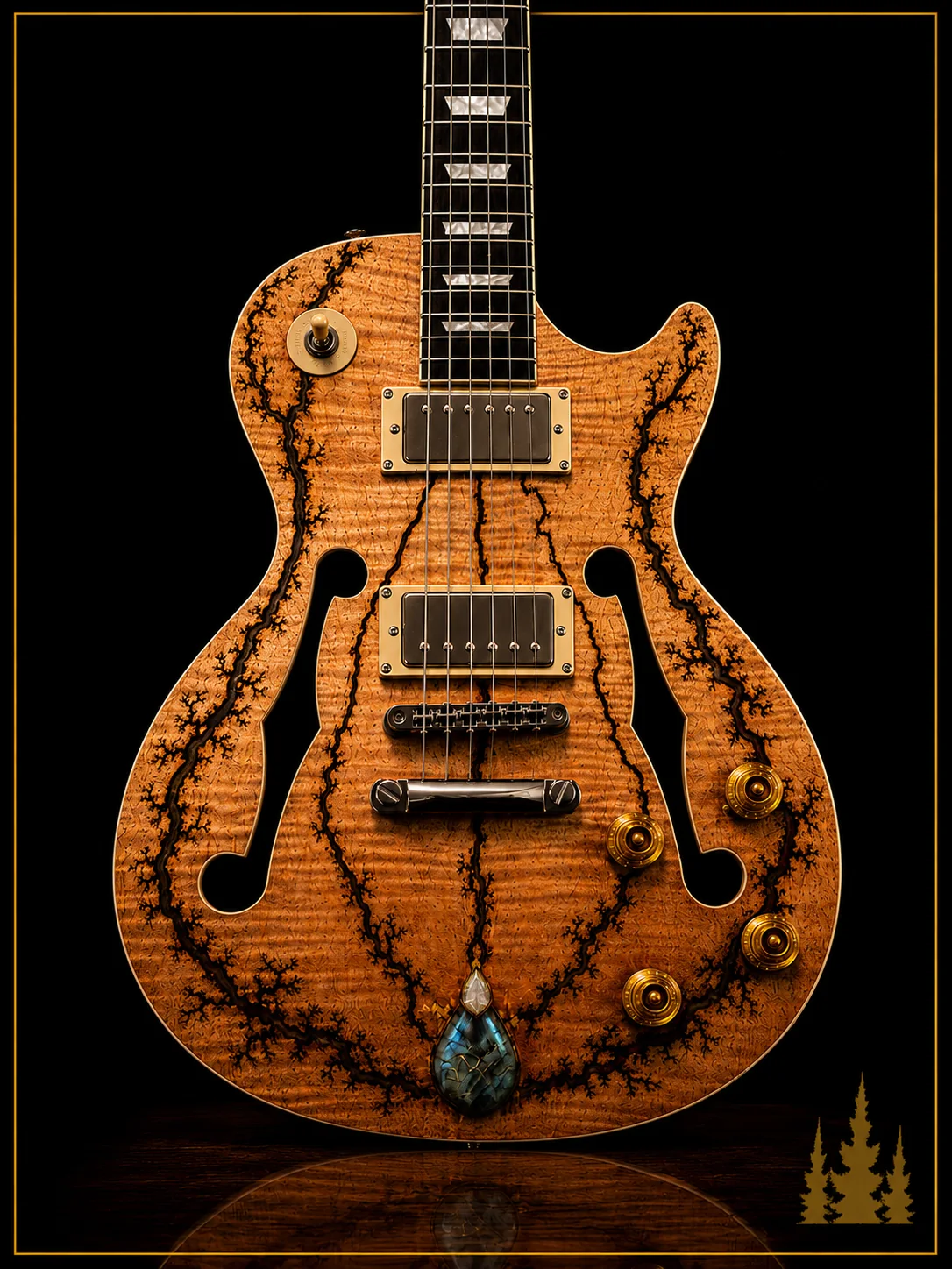 Handcrafted Collide electric guitar featuring handcrafted Lichtenberg electric guitar