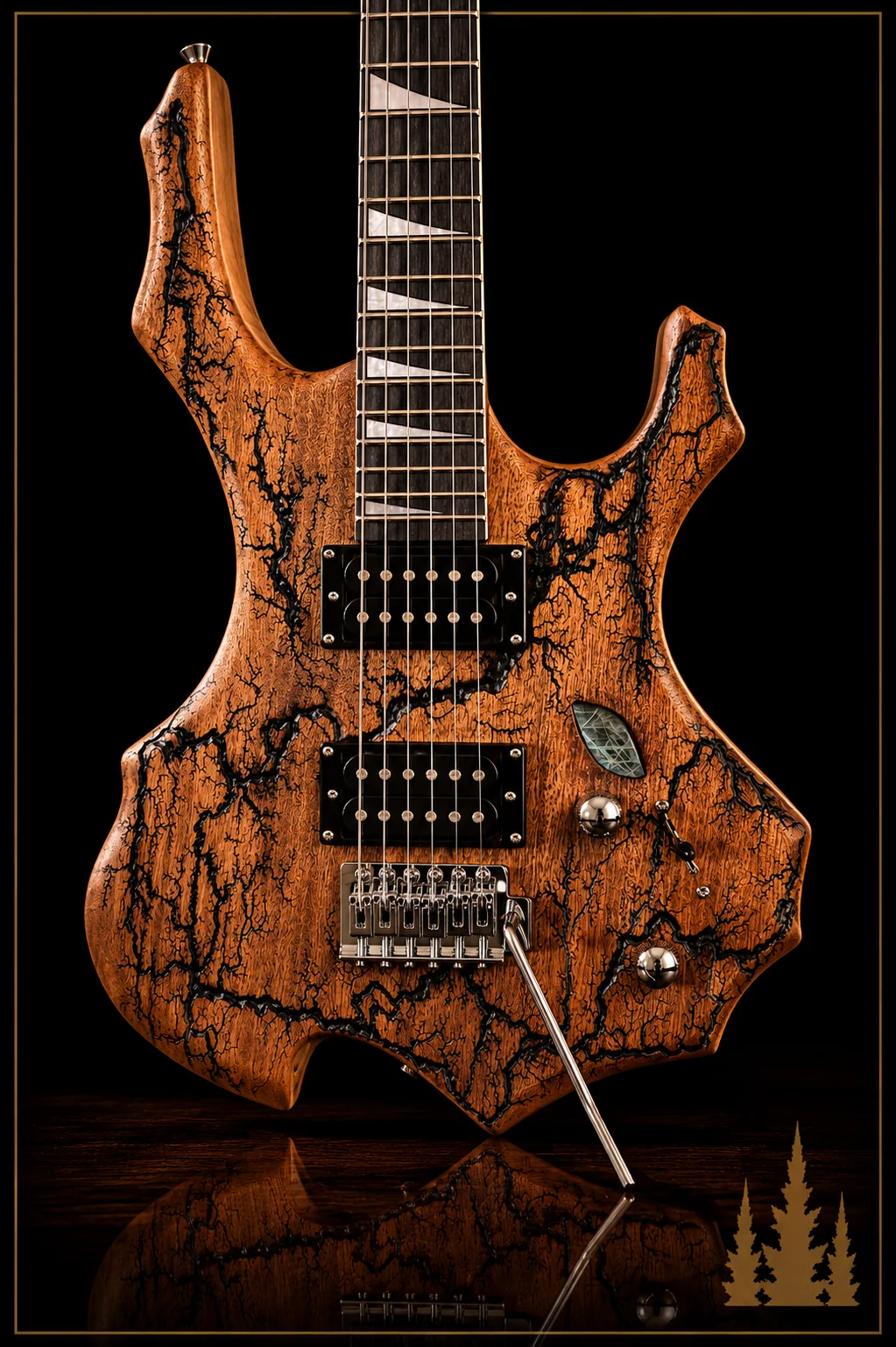 Handcrafted Collide electric guitar featuring handcrafted Lichtenberg electric guitar