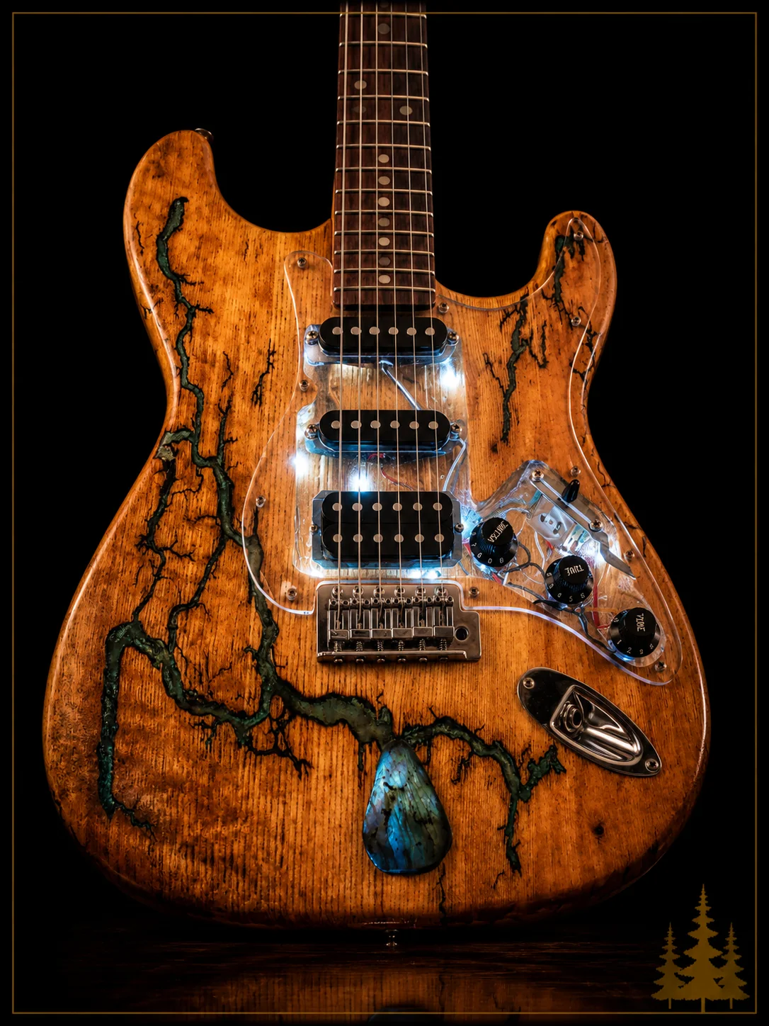 Handcrafted Collide electric guitar featuring handcrafted Lichtenberg electric guitar