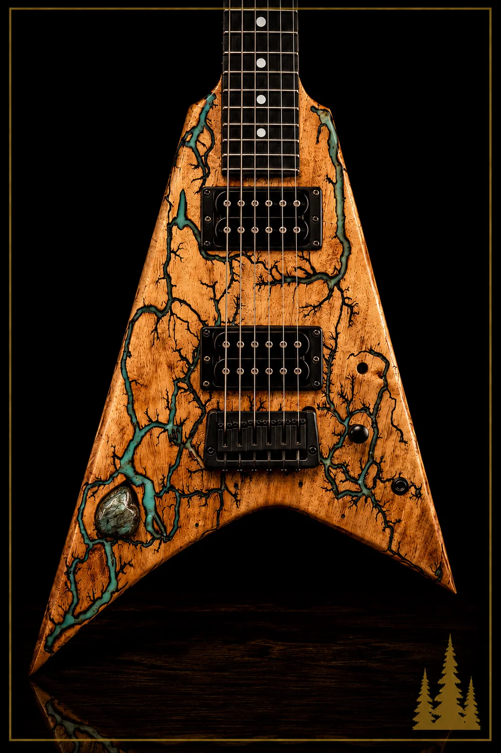 Handcrafted Collide electric guitar featuring handcrafted Lichtenberg electric guitar