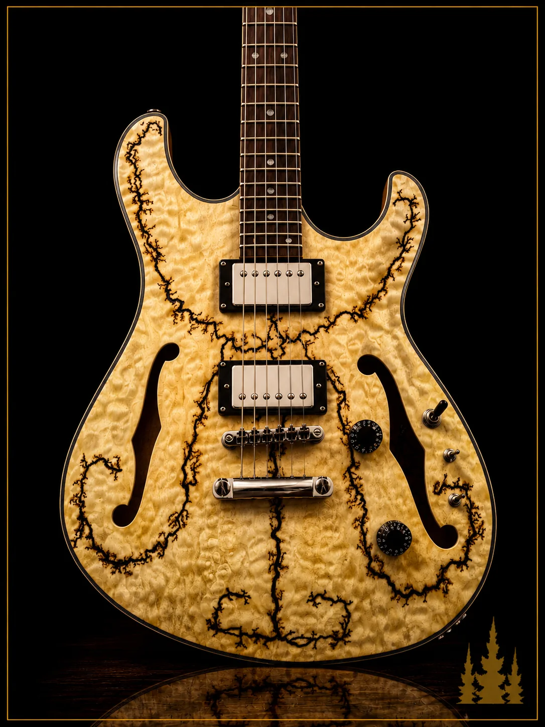 Handcrafted Collide electric guitar featuring handcrafted Lichtenberg electric guitar