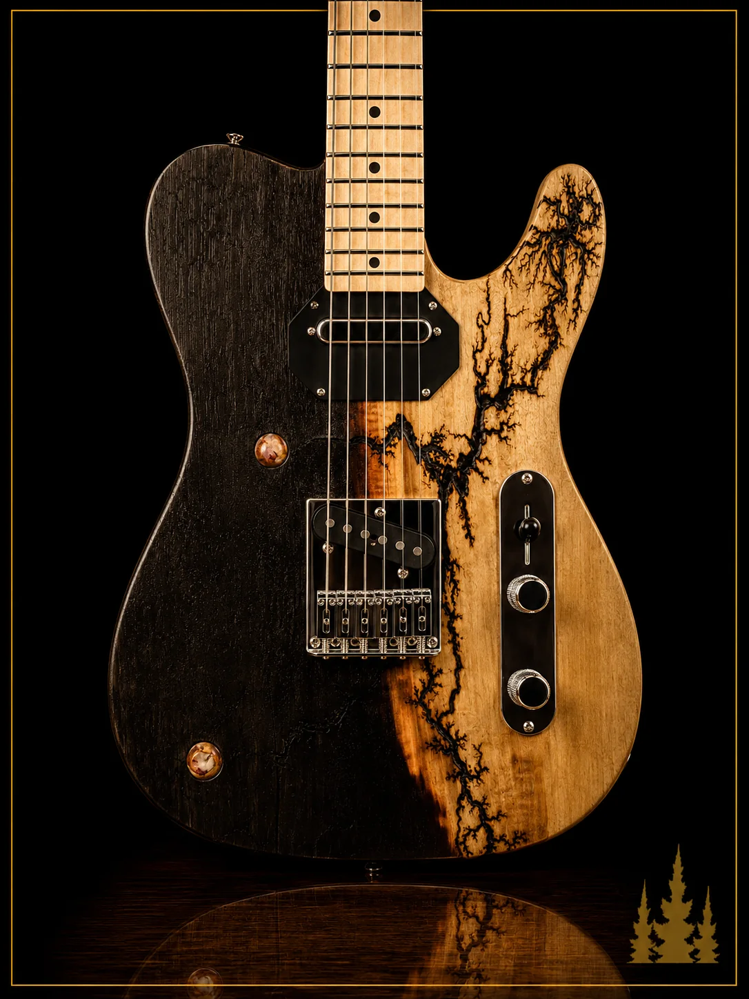 Handcrafted Collide electric guitar featuring handcrafted Lichtenberg electric guitar